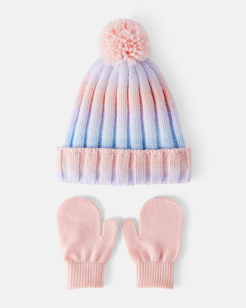 Toddler Girl 2-Piece Ombre Winter Hat & Mittens - Purple, image 1 of 3 slides