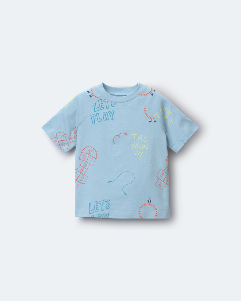 Toddler 'Let's Play' Raglan Relaxed Tee - Light Blue, image 2 of 6 slides