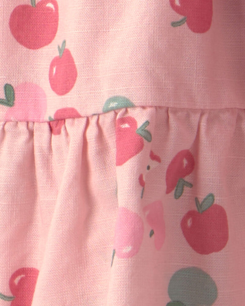 Girls 2-Piece Apple French Terry Long-Sleeve Top & Skort Set - Pink, image 4 of 5 slides
