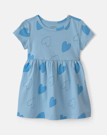Baby Girl Heart Short-Sleeve Dress - Blue, 