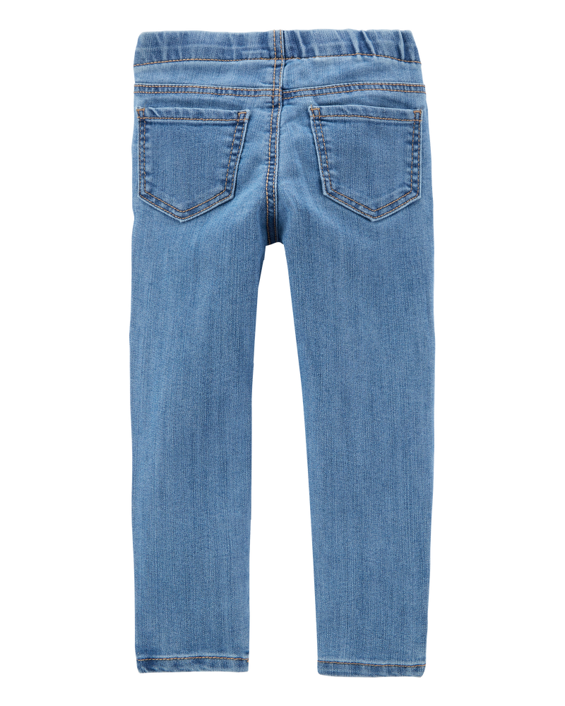 Baby Girl Medium Wash Elastic-Waist Jeggings, image 2 of 4 slides