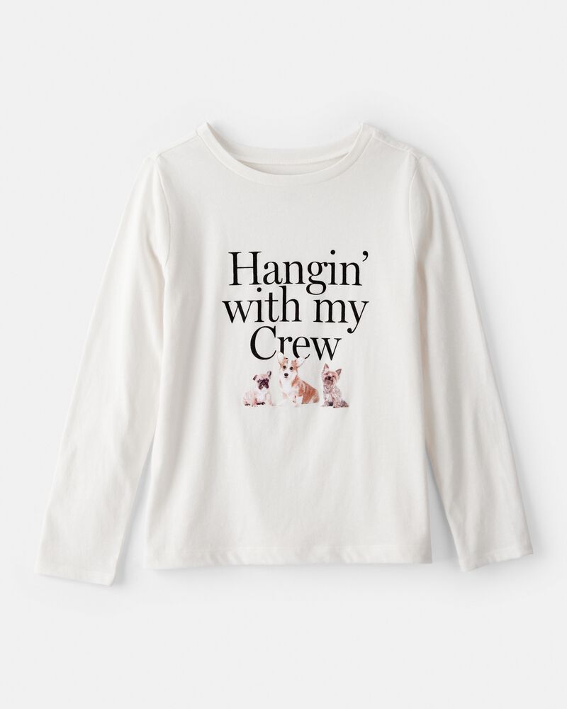 Girls Crew Long-Sleeve Graphic Tee - White, image 1 of 3 slides