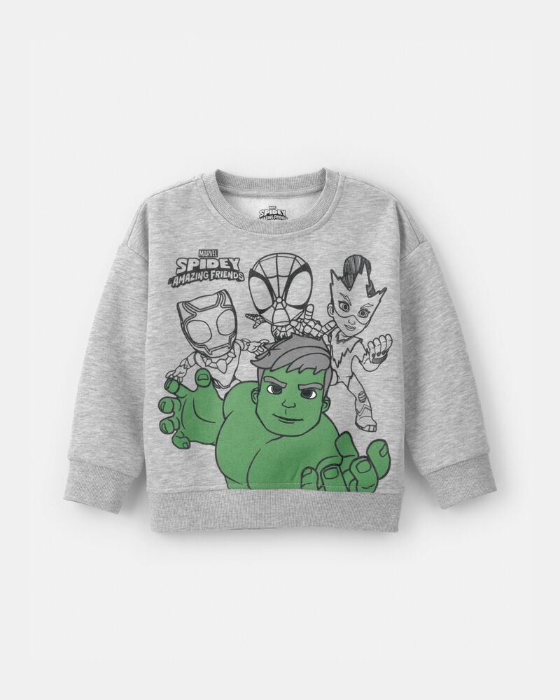 Toddler Boy &copy;Marvel The Incredible Hulk Fleece Pullover Sweatshirt - Grey, image 1 of 3 slides