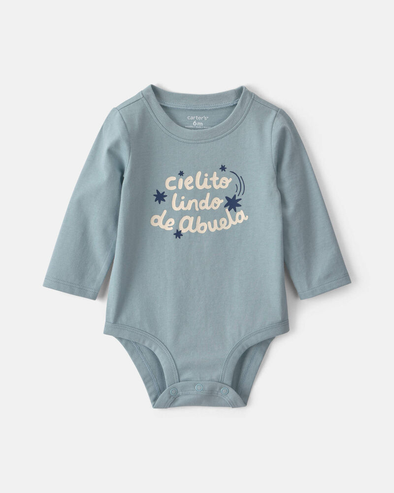 Baby 'Cielito Lindo De Abuela' Long-Sleeve Graphic Bodysuit - Blue, image 1 of 3 slides