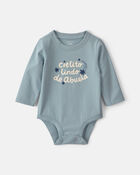 Baby 'Cielito Lindo De Abuela' Long-Sleeve Graphic Bodysuit - Blue, image 1 of 3 slides
