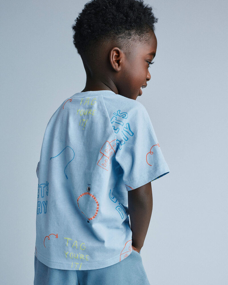 Toddler 'Let's Play' Raglan Relaxed Tee - Light Blue, image 4 of 6 slides