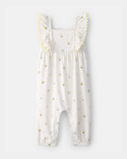 Baby Girl Ruffle-Sleeve Lemon Jumpsuit - Ivory, image 1 of 3 slides