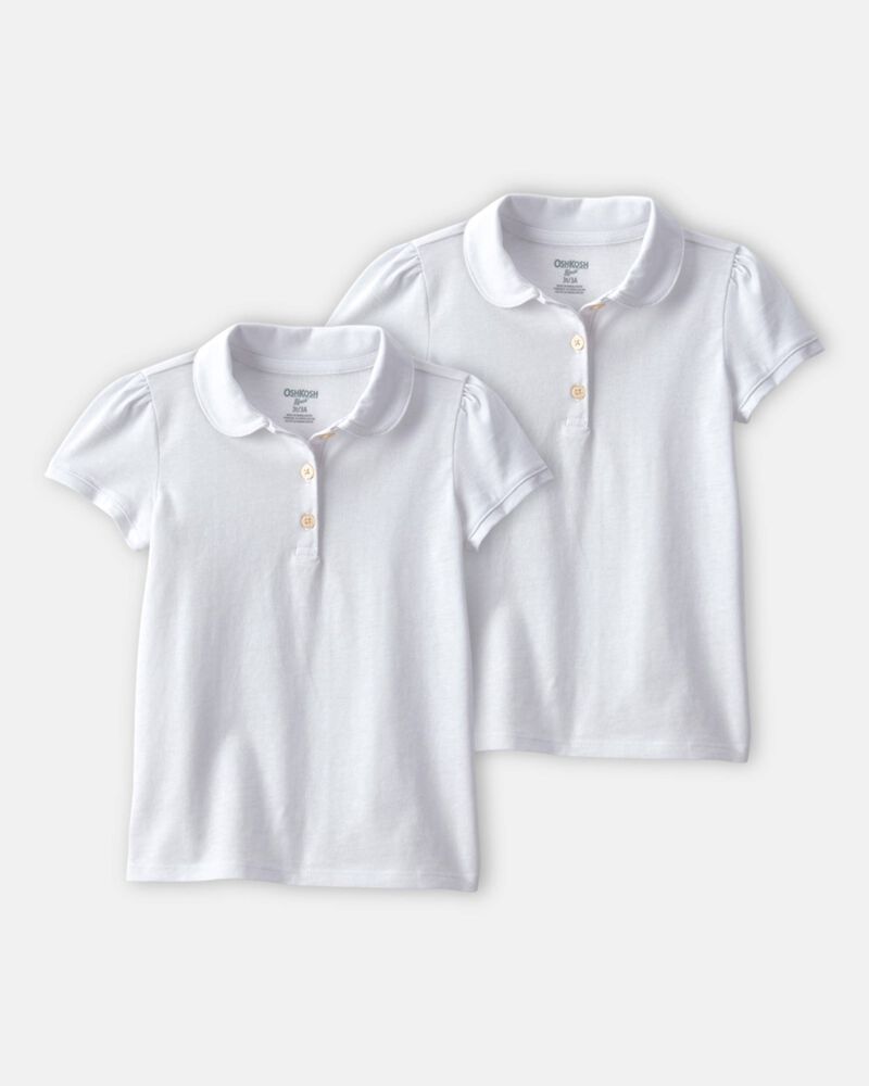 Toddler Girl 2-Pack Uniform Polo Shirts - White, image 1 of 3 slides