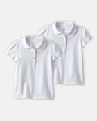 Toddler Girl 2-Pack Uniform Polo Shirts - White, image 1 of 3 slides