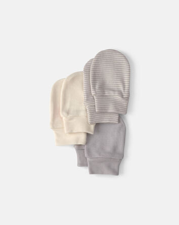 Baby 3-Pack Mitts - Grey/Ivory, 