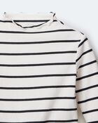 Toddler Girl Striped Mock Neck Ruffle Long-Sleeve Top - Black/White, image 6 of 6 slides