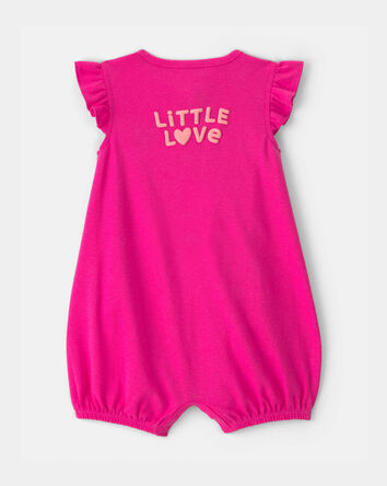 Baby Girl 'Little Love' Heart Short-Sleeve Romper - Pink, 