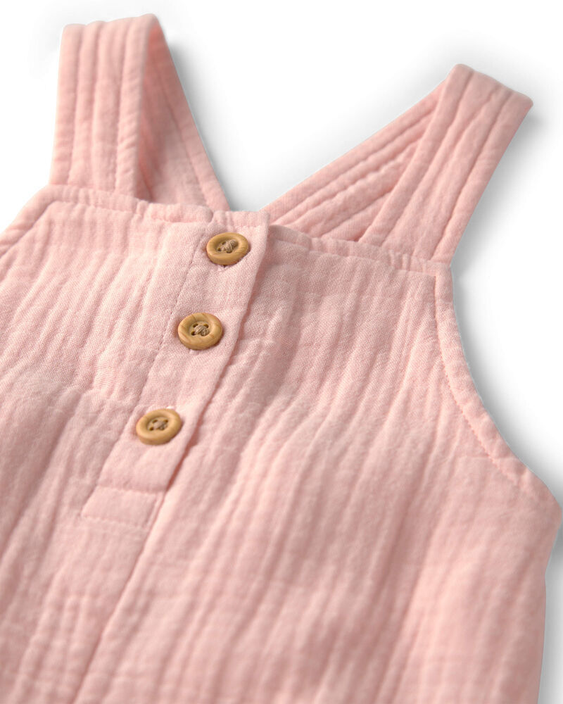 Baby Girl Organic Cotton Gauze Overalls, image 3 of 5 slides