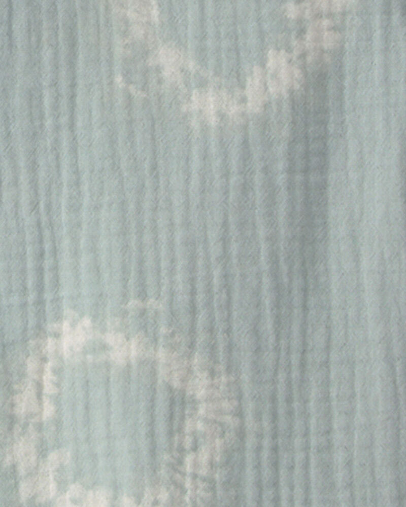 Boys Tie-Dye Short-Sleeve Button-Down Gauze Shirt - Green, image 2 of 3 slides