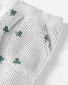 Baby 2-Piece Organic Cotton Thermal Knit Set in Lucky Clovers Print, image 2 of 4 slides