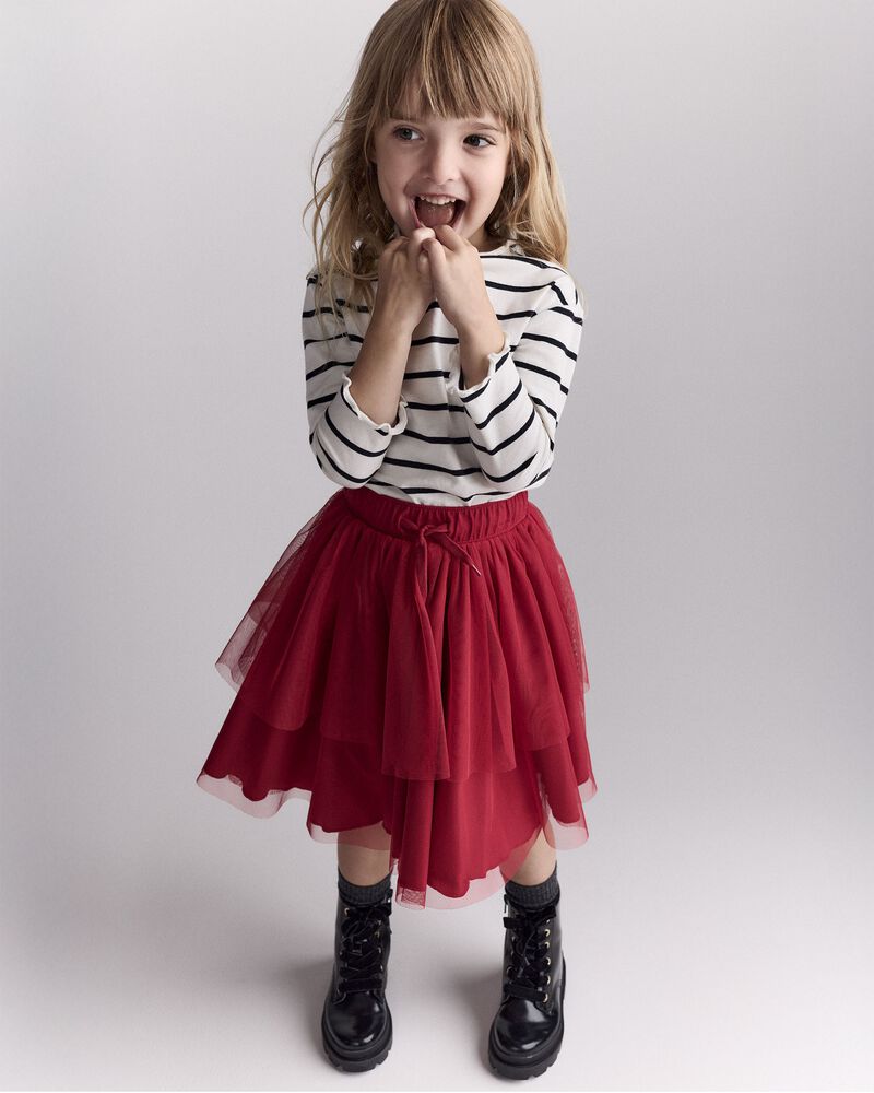 Toddler Girl Striped Mock Neck Ruffle Long-Sleeve Top - Black/White, image 5 of 6 slides