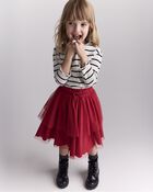 Toddler Girl Striped Mock Neck Ruffle Long-Sleeve Top - Black/White, image 5 of 6 slides