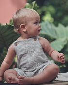 Baby Organic Cotton Seersucker Gauze Shortalls, image 2 of 6 slides