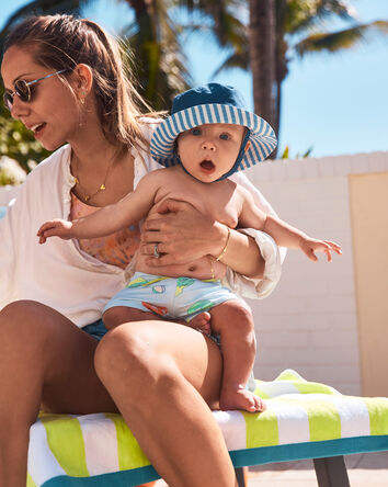 Baby Boy Reversible Stripe Swim Hat - Blue, 
