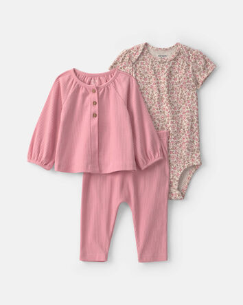 Baby Girl 3-Piece Floral Layering Set - Pink, 