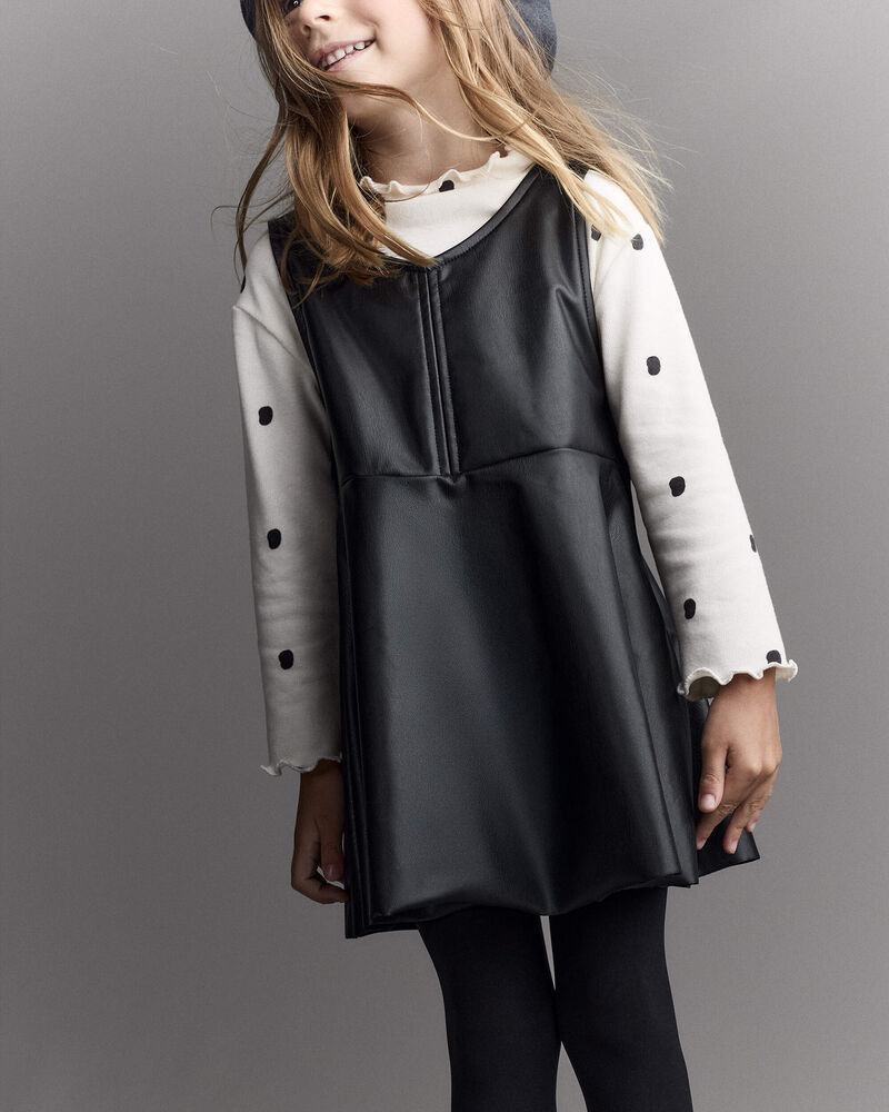 Toddler Girl Faux Leather Sleeveless Dress - Black, image 3 of 6 slides