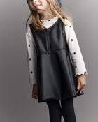 Toddler Girl Faux Leather Sleeveless Dress - Black, image 3 of 6 slides