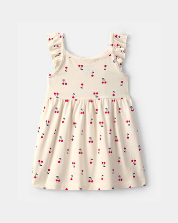 Baby Girl Cherry Ruffle-Sleeve Dress - Cream, 