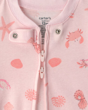 Baby Girl Seashell 100% Cotton Snug Fit 1-Piece Pajama - Pink, 