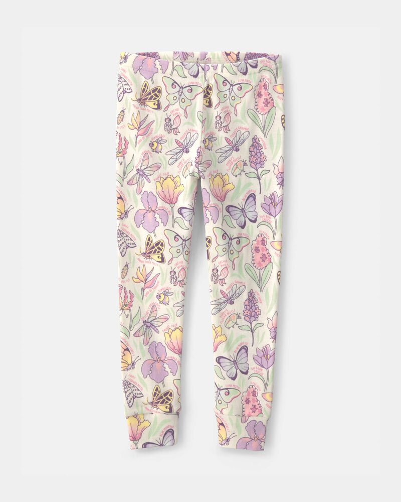 Toddler Girl Butterfly 100% Cotton Snug Fit 2-Piece Pajama Set - Cream, image 4 of 5 slides