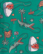 Toddler Boy Shark Golf 100% Cotton Short-Sleeve Snug Fit 4-Piece Pajama Set - Blue/Green, image 3 of 4 slides