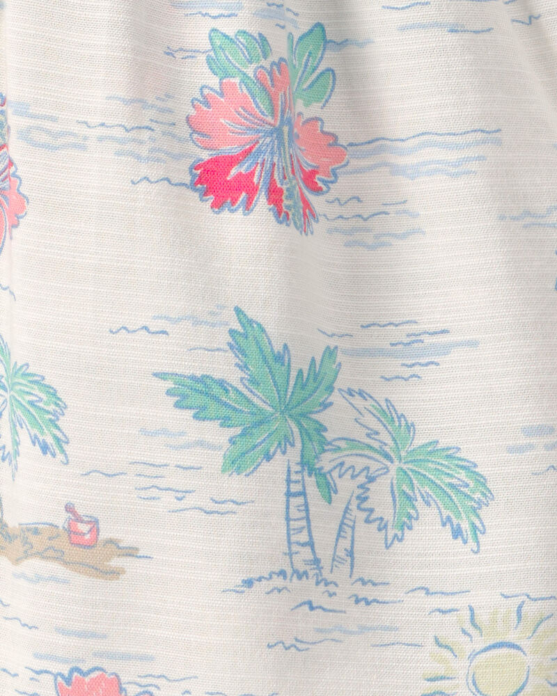 Toddler Girl Tropical Beach Sleeveless Romper - Ivory, image 3 of 4 slides