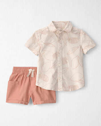 Toddler Boy 2-Piece Top & Short Set Made with Organic Cotton in Citrus Summer Print, 