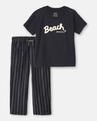 Toddler Boy 2-Piece 'Beach Snacks' Graphic Tee & Pant Set - Black, image 1 of 10 slides
