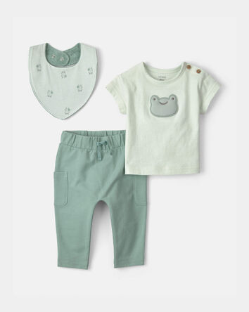 Baby Boy 3-Piece Frog Top & Pant Set - Green, 