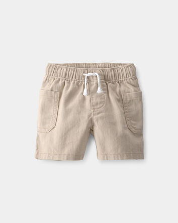 Baby Boy Twill Drawstring Shorts - Khaki, 