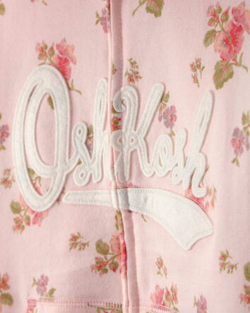 Girls Floral OshKosh Logo Zip-Up Hoodie - Pink, 