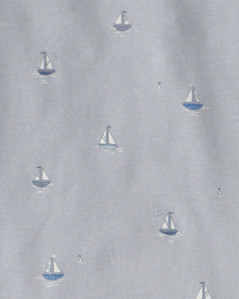 Kids 2-Piece Organic Cotton Ribbed Pyjama Set in Sail Away Print, image 3 of 4 slides