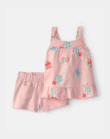 Toddler Girl 2-Piece Floral Ruffle Top & Short Set - Pink, 