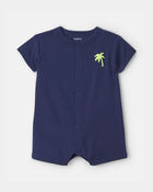 Baby Boy 'Surf Club' Short-Sleeve Romper - Navy Blue, image 1 of 6 slides