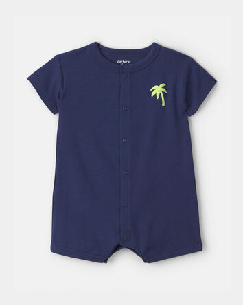 Baby Boy 'Surf Club' Short-Sleeve Romper - Navy Blue, 