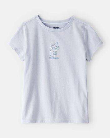 Girls Cat Short-Sleeve Graphic Tee - Blue, 