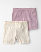 Baby Girl 2-Pack Organic Cotton Ribbed Pedal Shorts, image 1 of 6 slides