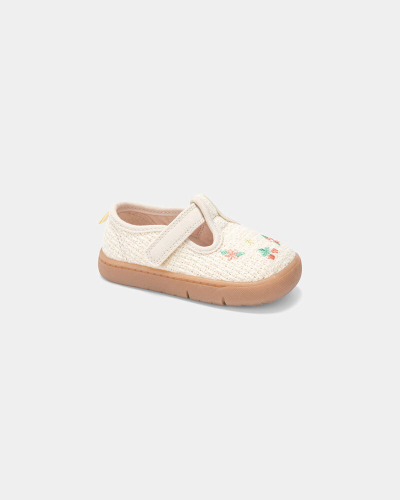 Baby Girl Every Step&reg; First Walker Floral Casual Shoes - Cream, image 1 of 6 slides