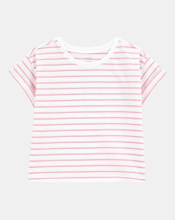 Kid Striped Short-Sleeve Fashion Top - Pink, 