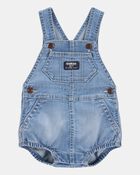 Baby Denim Bubble Romper - Blue, image 1 of 5 slides
