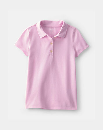 Girls Uniform Piqu&eacute; Polo Shirt - Pink, 