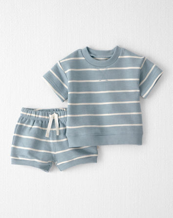 Baby 2-Piece Organic Cotton Top & Short Set in Stripes, 