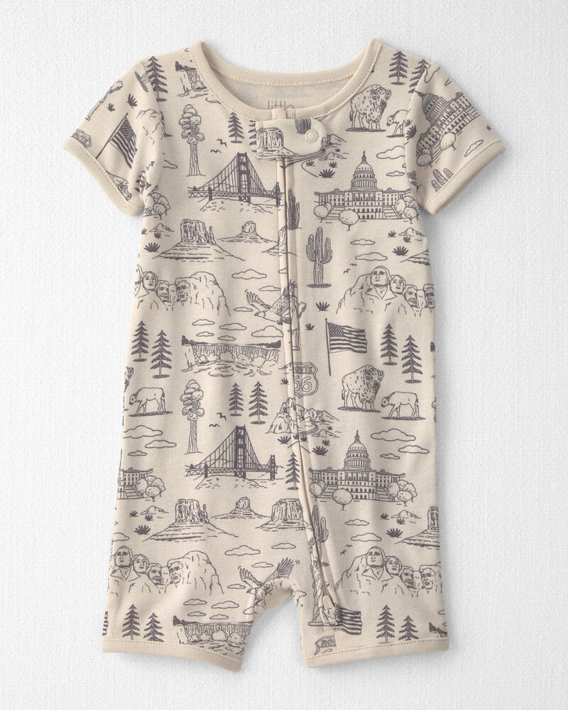 Baby Organic Cotton 1-Piece Pajama in Stars Stripes and Sights, image 1 of 5 slides