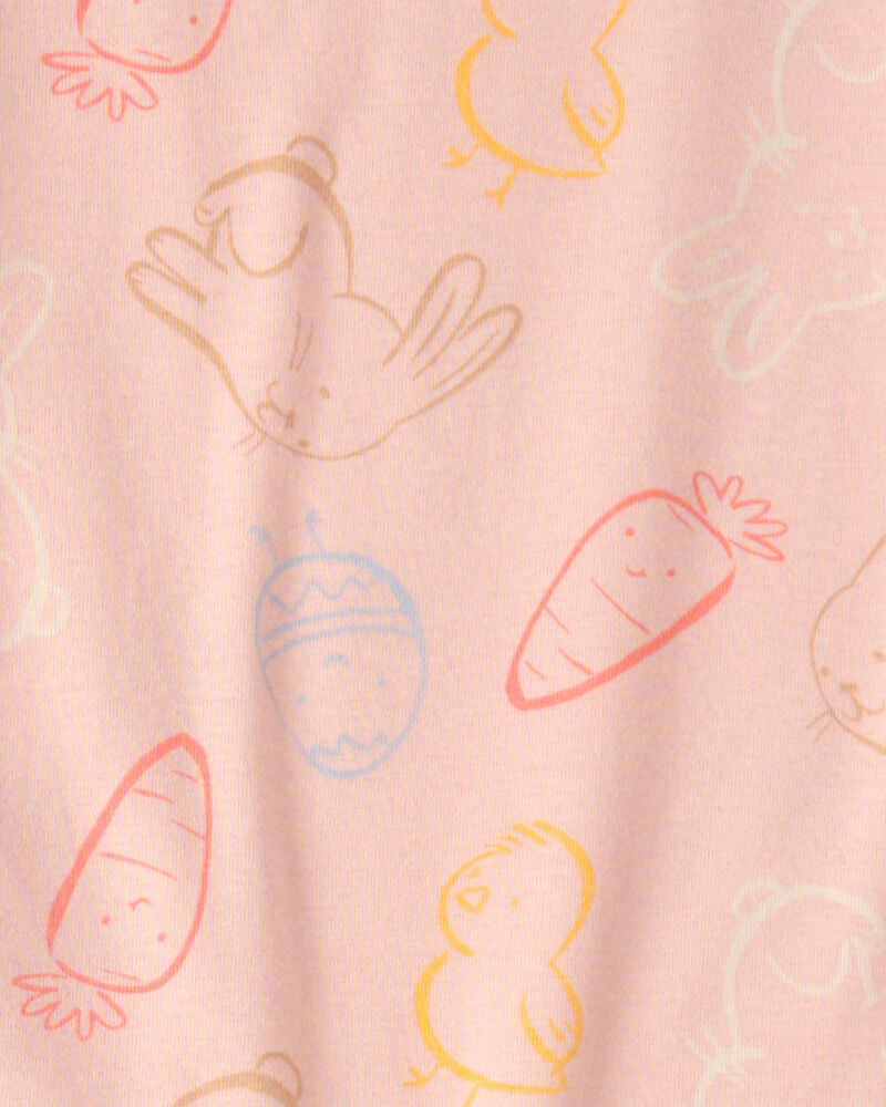 Girls Easter Bunny 100% Cotton Snug Fit 2-Piece Pajama Set - Pink, image 3 of 5 slides