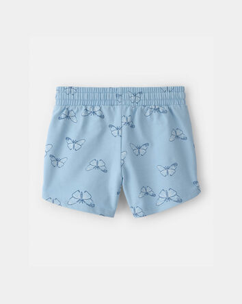 Girls Butterfly French Terry Shorts - Blue, 
